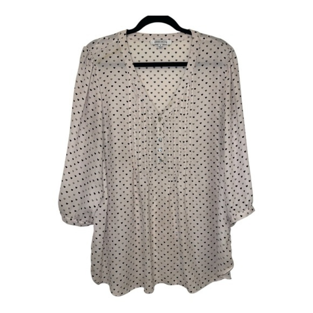 Rose & Olive Light Pink Blouse with Black & Gray Hearts